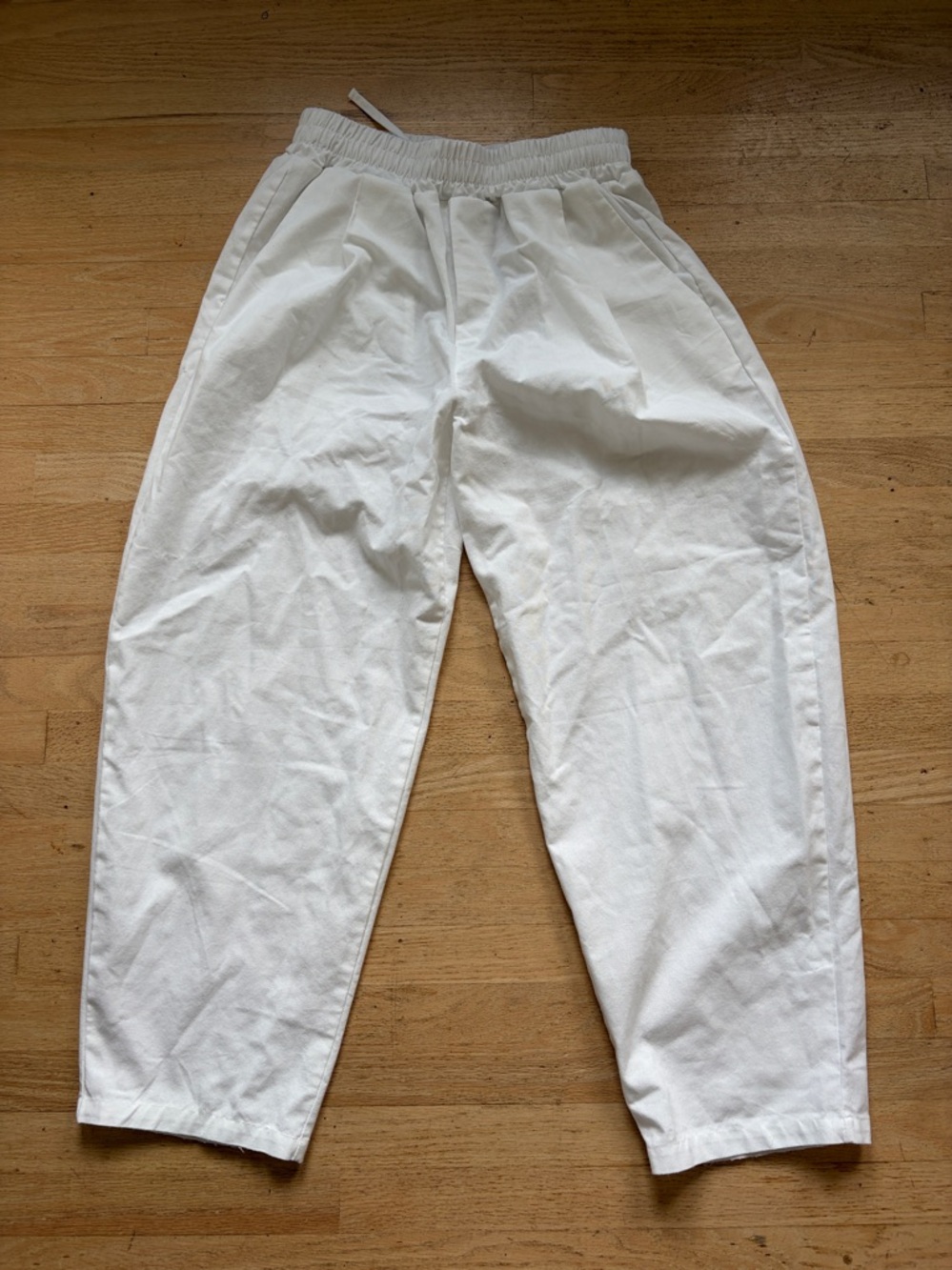 Lafudge our man size small white pants linen blend elastic waist